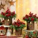 Unyqoos® Set de 60 décorations de sapin de Noël artificielles avec branches de sapin et baies rouges, rouge, 15 cm