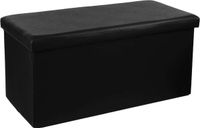Atmosphera Poef/hocker - zwart - PU/MDF - 76 x 38 x 38 cm - opvouwbaar - opbergbox