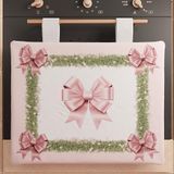 PETTI Artigiani Italiani - Ovenafdekking Kerstmis, ovenafdekking voor Kerstmis, ovenafdekking 40 x 50 cm, ovenafdekking met roze strik en veren, 100% Made in Itay