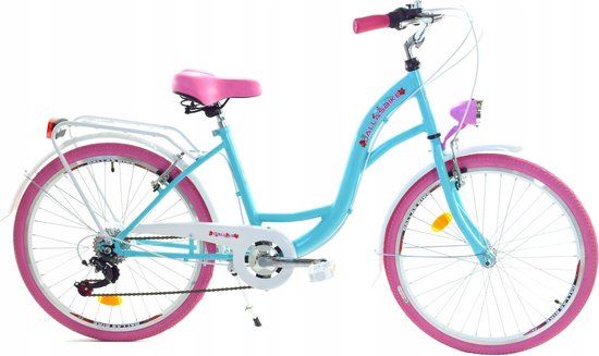 Viking Choice Meisjesfiets 24 inch - Roze/Blauw - 6 Versnellingen