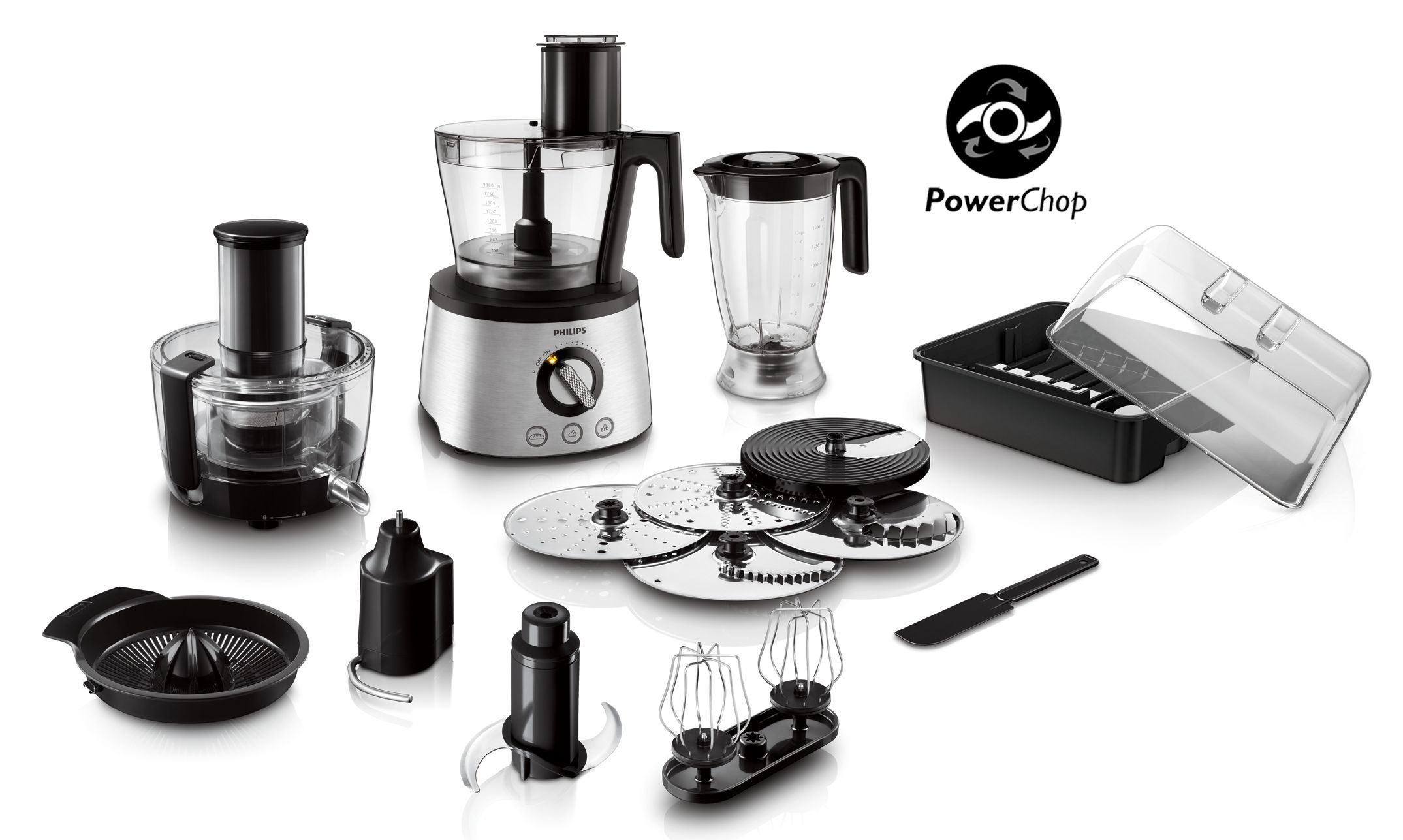 Philips Avance Collection Compact 4-in-1 Food Processor - 1300W - Black/Silver