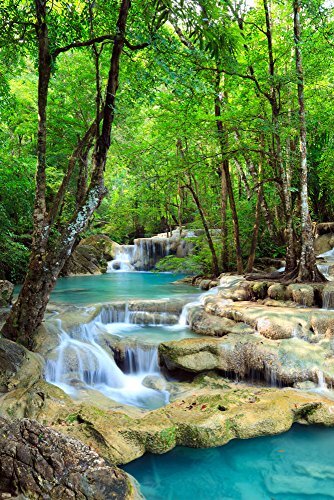 empireposter Watervallen - Erawan watervallen in Kanchanaburi nationale park in Thailand - Blue Water - Natuur Paradijs Poster - Grootte cm