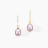 Boucles d'oreilles pendantes en or rose ou jaune avec perle de culture