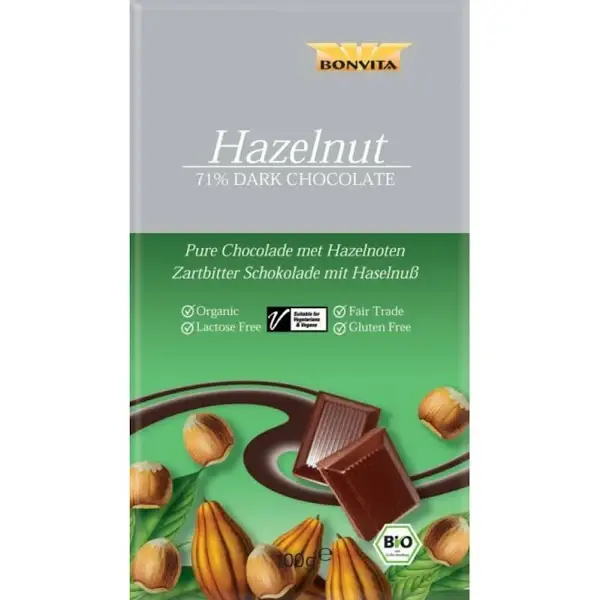 Bonvita Pure Chocolade Hazelnoot bio 100 gram