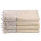 Extra absorberende handdoeken, 100% katoen velours crème handdoek, met sint-jakobsschelp kanten rand - 4-delige handdoekenset, vingertophanddoek 38,5 bij 45,5 cm