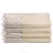 Extra absorberende handdoeken, 100% katoen velours crème handdoek, met sint-jakobsschelp kanten rand - 4-delige handdoekenset, vingertophanddoek 38,5 bij 45,5 cm