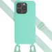 Selencia Coque iPhone 15 Pro - Coque en silicone avec cordon - Turquoise