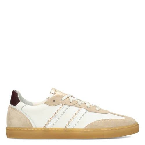 Poelman Luna leren sneakers beige/wit