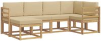 vidaXL - Buiten - bank - set - 6 - st - Wit - en - Beige - Polyester