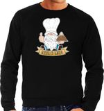 Bellatio Decorations foute kersttrui/sweater heren - Oliebollen bakker - zwart - kabouter/gnoom M