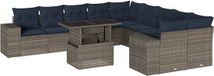 vidaXL 11-delige tuinbankset met kussens, grijs, polyrotan