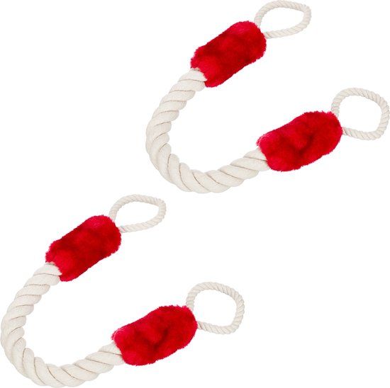 Merkloos Relaxdays Deurstopper 60 cm lang - Set van 2 - Maritiem - Deurbeveiliging voor kinderen & huisdieren - Crème/Rood