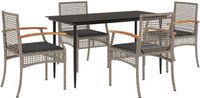 vidaXL 5-delige Tuinset met Kussens Poly Rattan Grijs