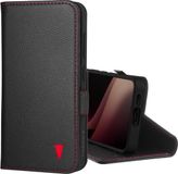 TORRO Case compatibel met Samsung Galaxy S24 5G – Premium Leren Portemonnee-Hoesje met Standaard en Kaartsleuven (Zwart met Rood detail)