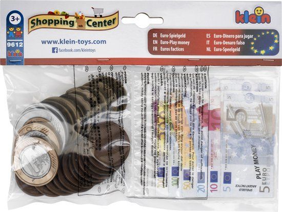 Klein Toys Euro speelgeld - 25 munten & 35 biljetten - meerkleurig