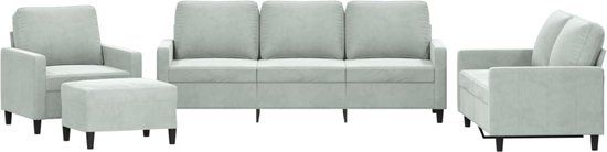 vidaXL 4-delige Loungeset met kussens fluweel lichtgrijs