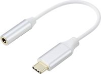 Renkforce RF-6056890 USB-C / Jackplug Adapter [1x USB-C - 1x Audio, stereo (3,5 mm aansluiting)] Wit Aluminium-stekker 0.1 m