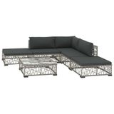VidaXL Loungeset met kussens poly rotan grijs