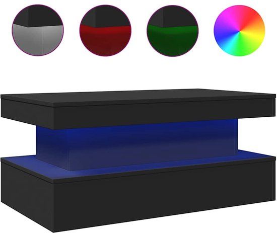 vidaXL Salontafel met LED-verlichting 90x50x40 cm zwart