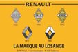 I&S Renault Logo's van 1925 tot 1992. Metalen wandbord in reliëf 20 x 30 cm.
