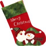 Unique Living kerstsok - rood/groen - B25 x H45 cm - polyester - Merry Christmas