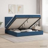 vidaXL Ottomaans Bed met Matras en LED Blauw 200 x 200 cm Stof