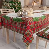 PETTI Artigiani Italiani - Kerst Tafelkleed Vlekbestendig Rechthoekig Tafelkleed voor Keuken, Motief Tartan Strik, 140x180 cm, 100% Made in Italy