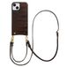 Selencia Hoesje - Geschikt voor Apple iPhone 15 - Croco Backcover met koord en pashouder - Choco Brown