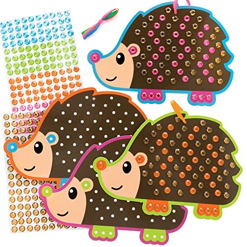 Baker Ross FE703 Egel Edelstenen kunst set - Pak van 3, Maak je eigen Afbeelding, Creatieve Activiteiten voor Kinderen, Zelfklevende Edelsteentjes