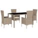 VidaXL 5-delige Tuinset met Kussens, Poly Rattan, Beige