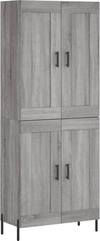 vidaXL Hoge kast 69,5x34x180 cm bewerkt hout grijs sonoma eikenkleurig