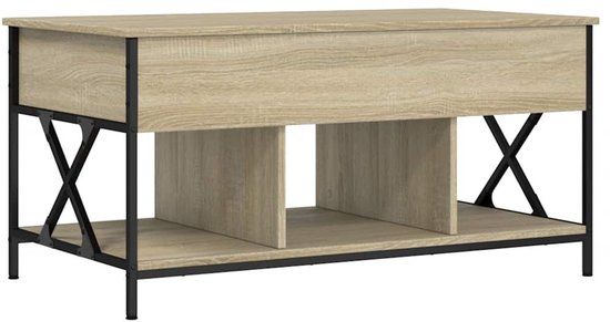 vidaXL Salontafel 100x55x50 cm bewerkt hout en metaal sonoma eiken