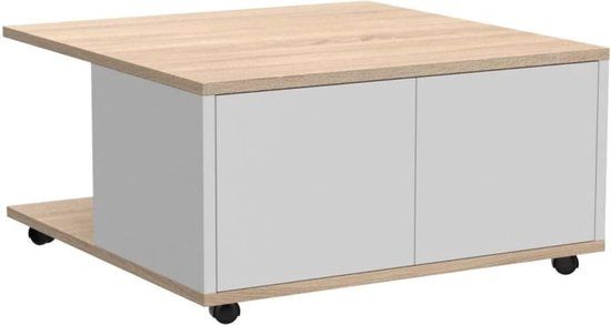 FMD-Möbel Table Basse sur Roulettes 2 Tiroirs 2 Niches L70 cm - Twin