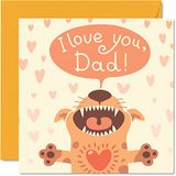Vaderdag kaarten voor papa van de hond - I Love You Dad - Happy Birthday Card voor papa van de hond, vader verjaardagscadeaus, 145mm x 145mm Vaderdag huisdier wenskaarten cadeau voor papa