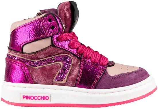 Pinocchio P1765 Hoge Sneakers Vrouwen Kinderen Leer Roze