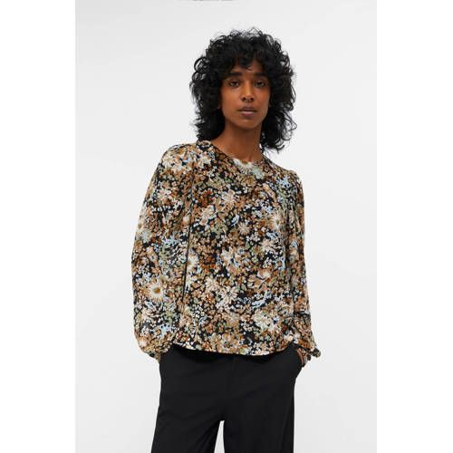 OBJECT OBJMILA - Gebloemde Geweven Top - Zwart/Oranje/Groen - Dames