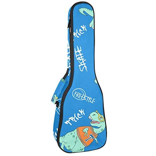Mersov Tenor Ukulele Gigbag Waterdichte Ukelele Case Gewatteerde Rugzak, Geweldig voor Sopraan Concert (21/23/24") Blauw Skateboard Dinosaurus Patroon