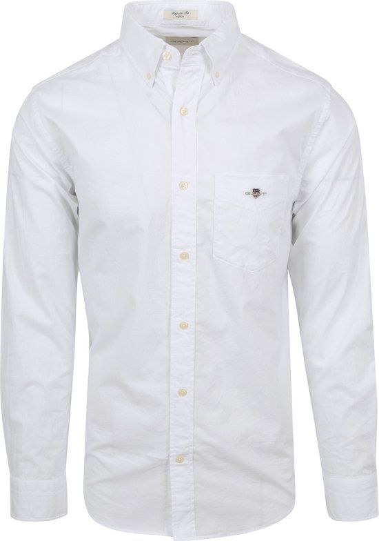 Gant Casual Overhemd Poplin Wit - Heren - Maat XL - Regular-fit