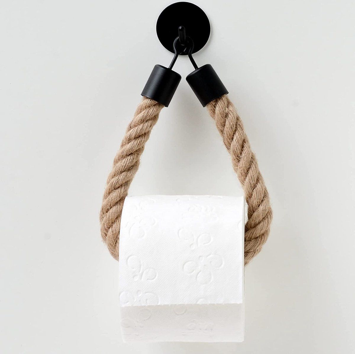 Hennez Toiletpapierhouder zwart mat zonder boren vintage wc-rolhouder - wc-rolhouder vintage - wc-papierhouder - wc-rolhouder