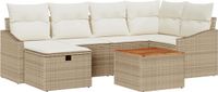 vidaXL Tuinbank - Set - 7-delig - Beige - Polyrattan