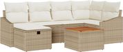 vidaXL Banc de jardin - Ensemble - 7 pièces - Beige - Polyrattan