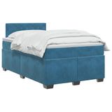 vidaXL Boxspringbed met matras, donkerblauw, 120 x 200 cm, fluweel
