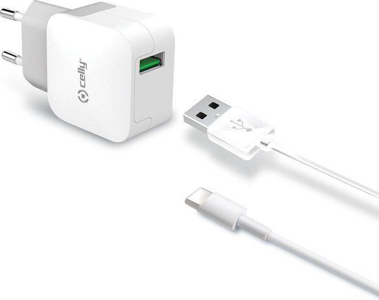 Celly Thuislader USB-A & USB-A naar USB-C kabel – 1 Meter - 2.4A - Wit