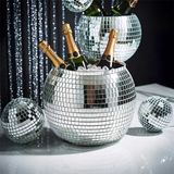 MikaMax IJsemmer Discobal Zilver – XL 11L – Ø27,5 cm – Glinsterende Party Koeler – Voor Wijn, Fris en IJs