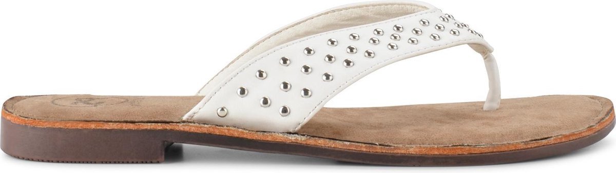 PS Poelman Dames Slippers met Studs - Nyx - Wit - Maat 38