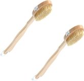 Hout Bad/Douche Scrub Borstels Set van 2x stuks 43 cm