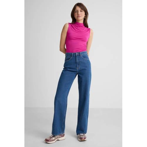Anytime High Waist Loose Wide Leg Jeans Mid Blue