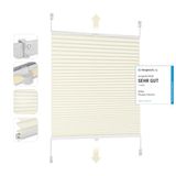 Sekey Plisségordijn, klembevestiging zonder boren, 90 x 130 cm, vouwgordijn, jaloezie voor deuren en ramen, ondoorzichtig, inkijkbescherming, zonwering, kant-en-klaar rolgordijn, 90 cm breed, beige