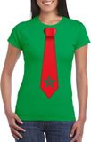 Bellatio Decorations Shoppartners Bv Groen t-shirt met Marokkaanse vlag stropdas dames - Marrokko supporter XL