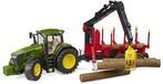 Bruder John Deere 7R 350 Tracteur avec Remorque et 4 Bûches